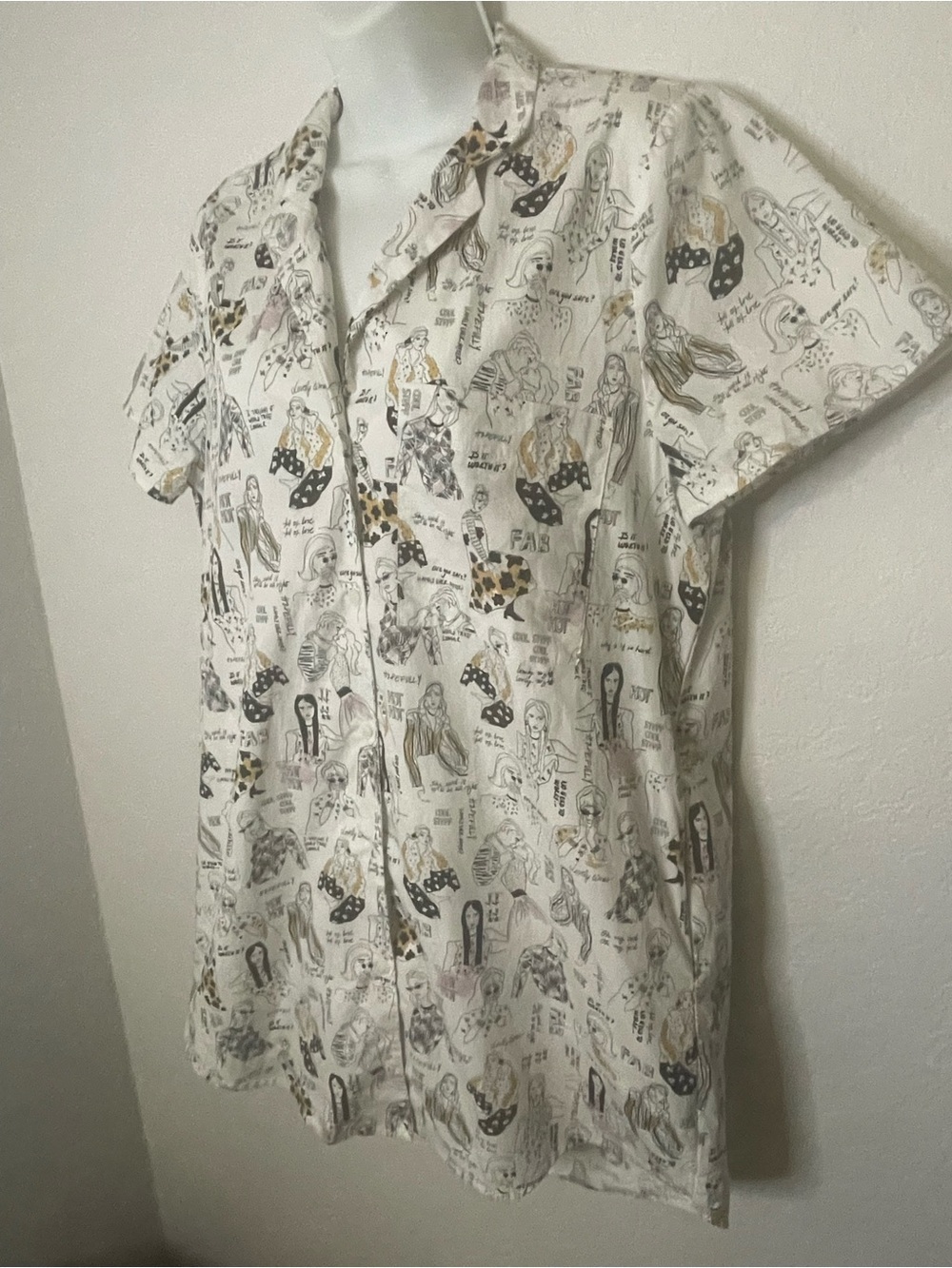 ZARA Women’s Comic/Pop Art Illustration Short-Sleeve Button-Up Dress Size S